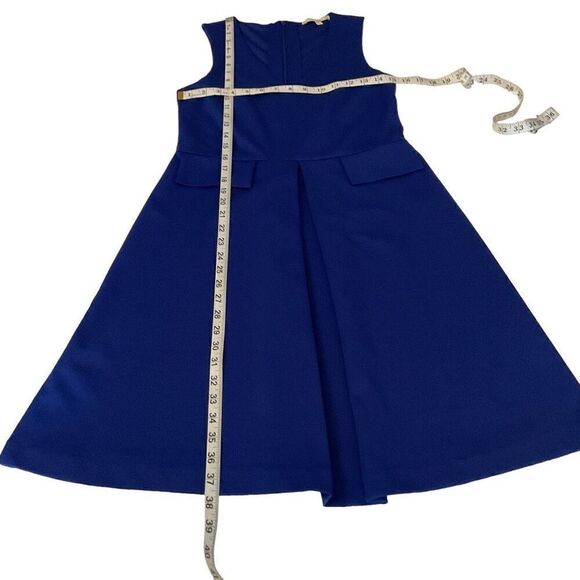 Lark & Ro Sleeveless V-Neck Fit-and-Flare Dress Jumper Blue Size Junior Medium - Picture 7 of 10